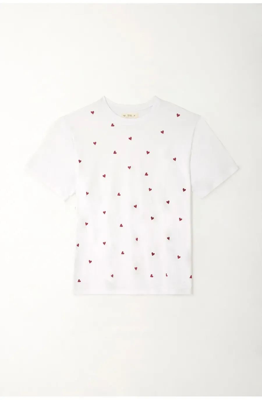 Camiseta oversized con prints de corazones blanca para mujer