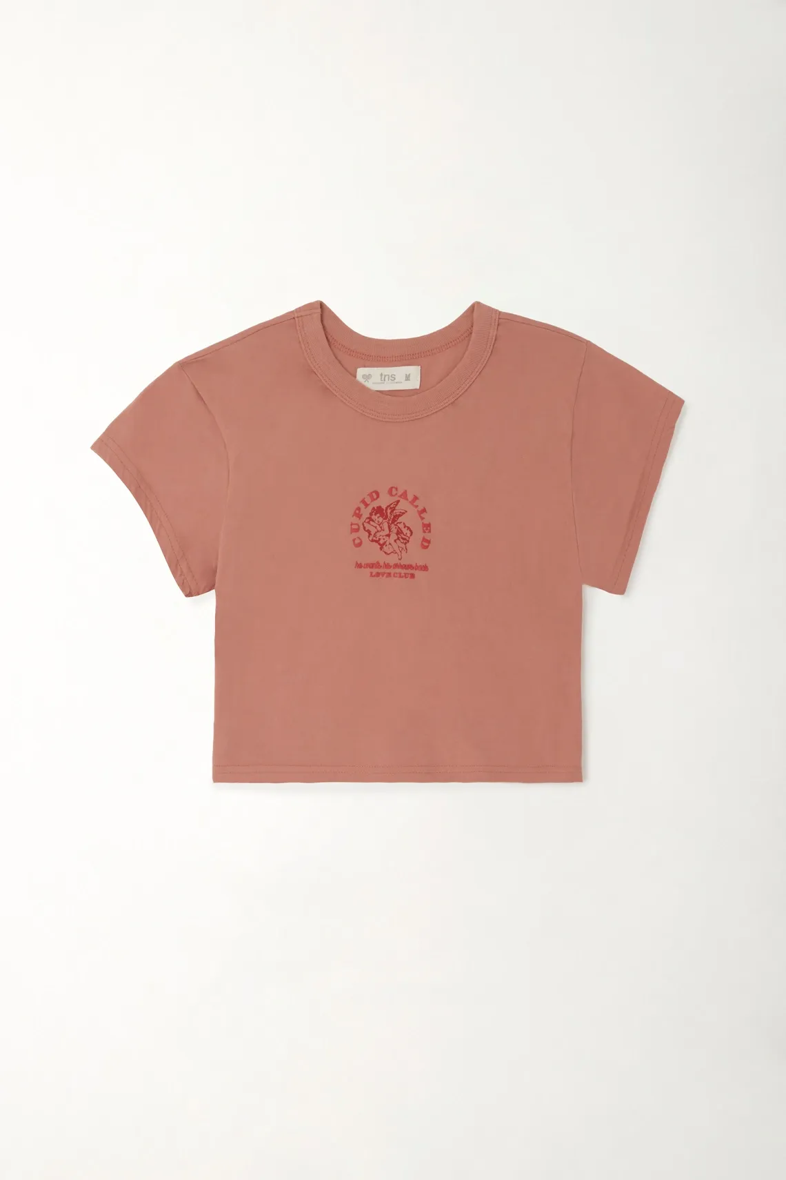 Camiseta crop con estampado naranja para mujer