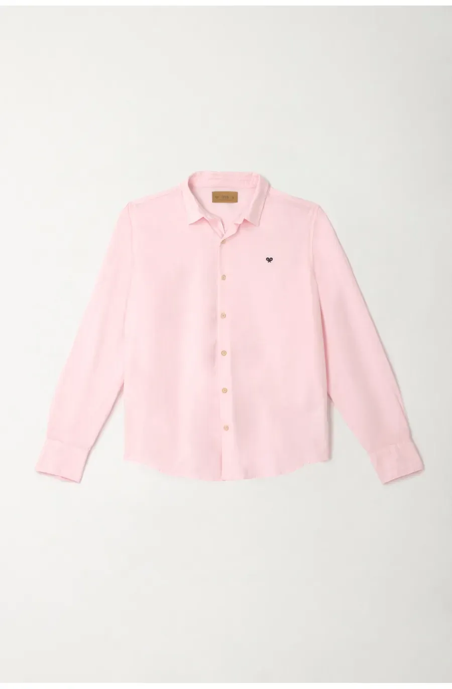 Camisa de cuello clásico y manga larga rosada para hombre