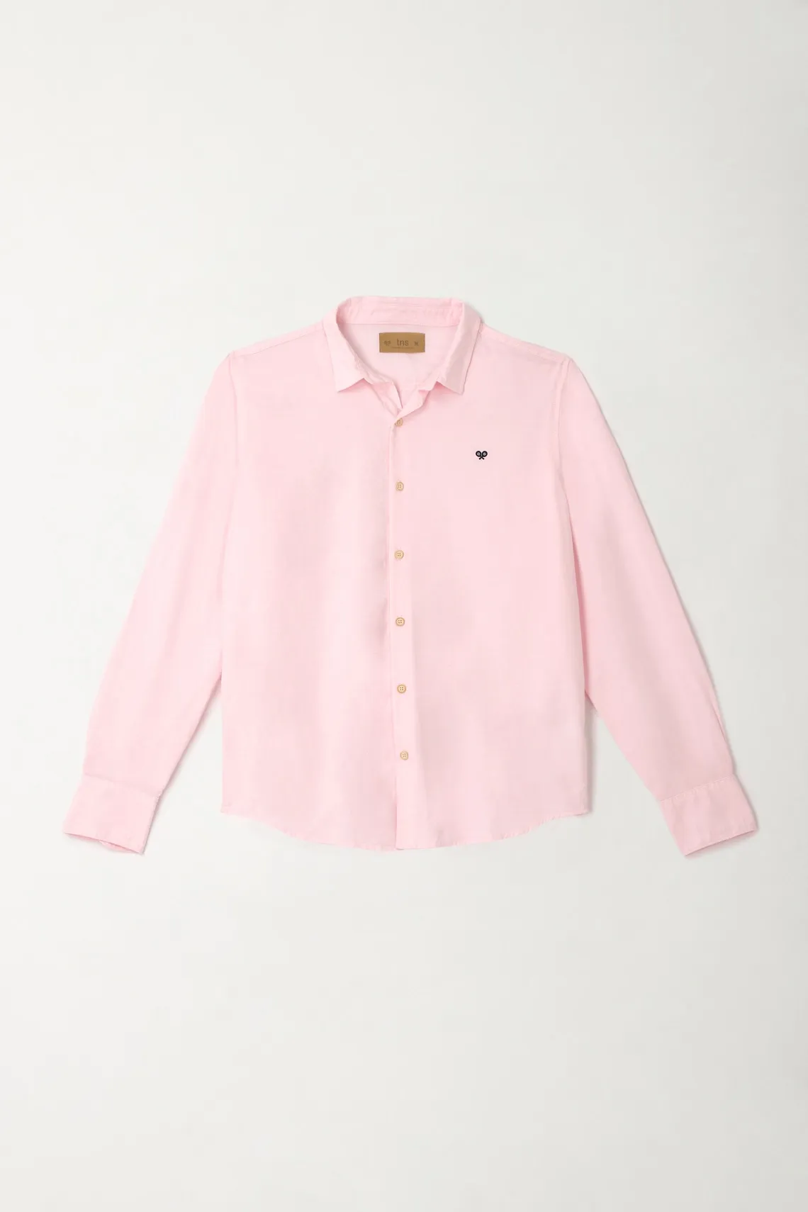 Camisa de cuello clásico y manga larga rosada para hombre