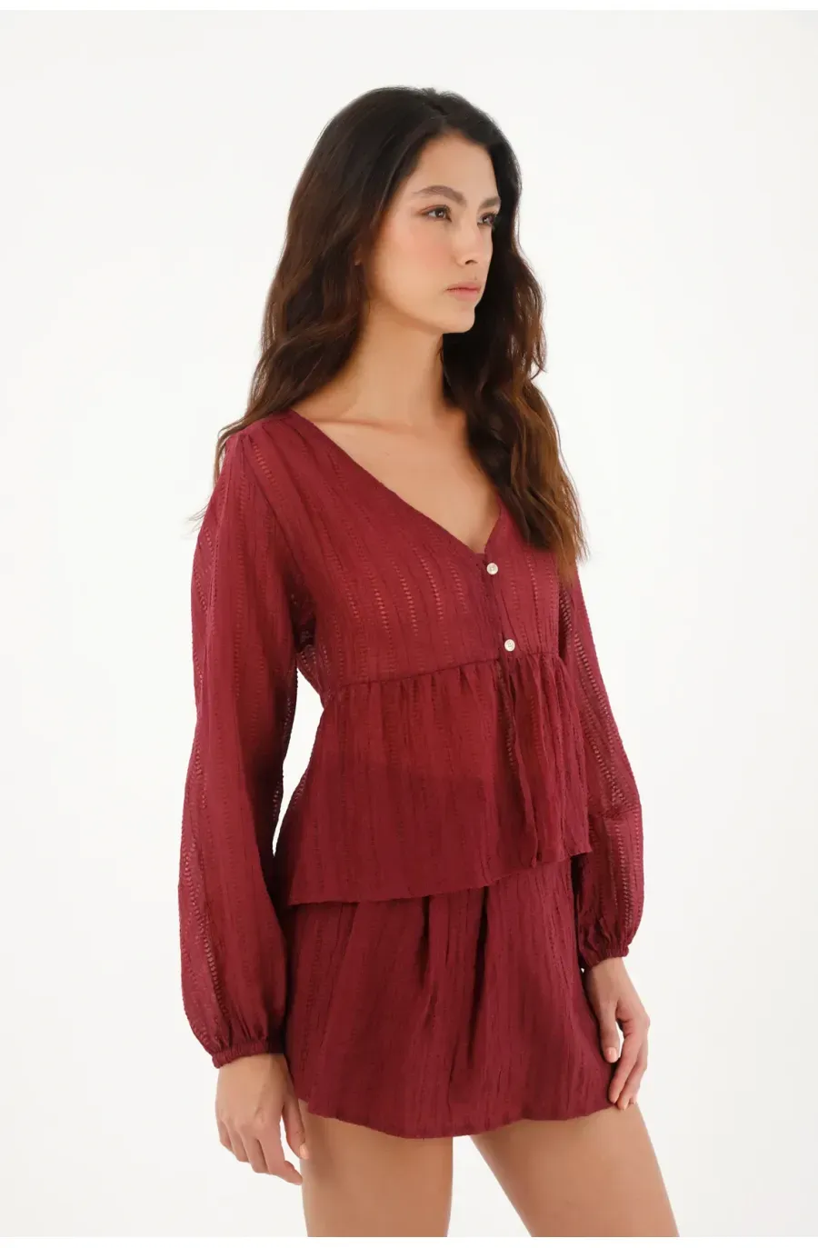Camisa manga larga roja para mujer