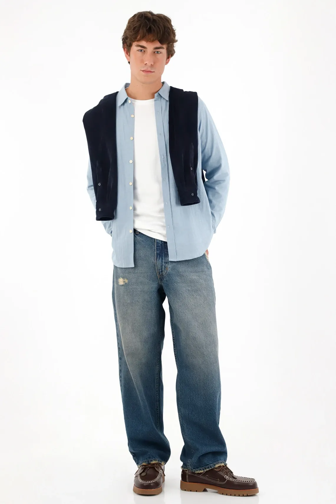 Jean Loose con desgastes azul para hombre