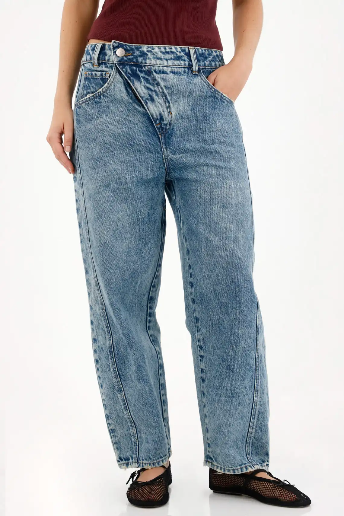 Jean Horseshoe tiro bajo azul para mujer