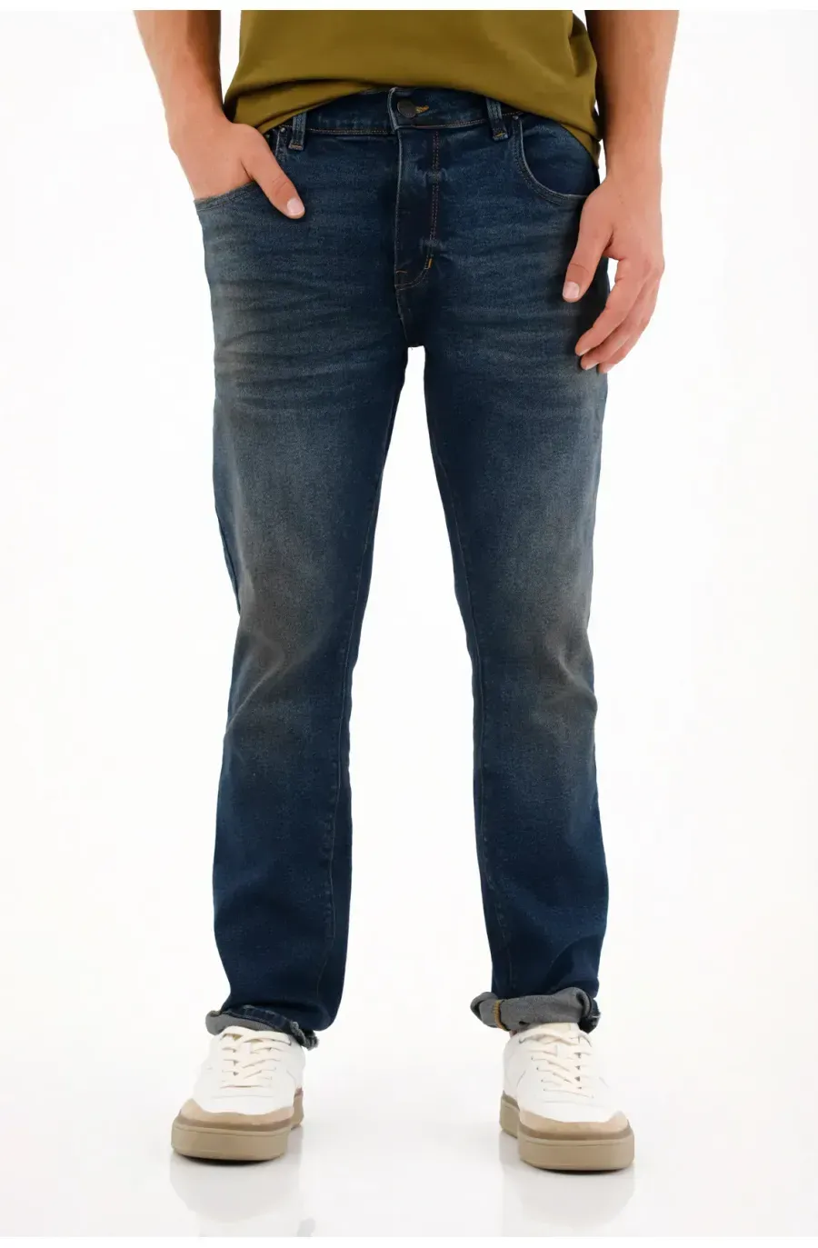 Jean Nudy azul tono medio para hombre