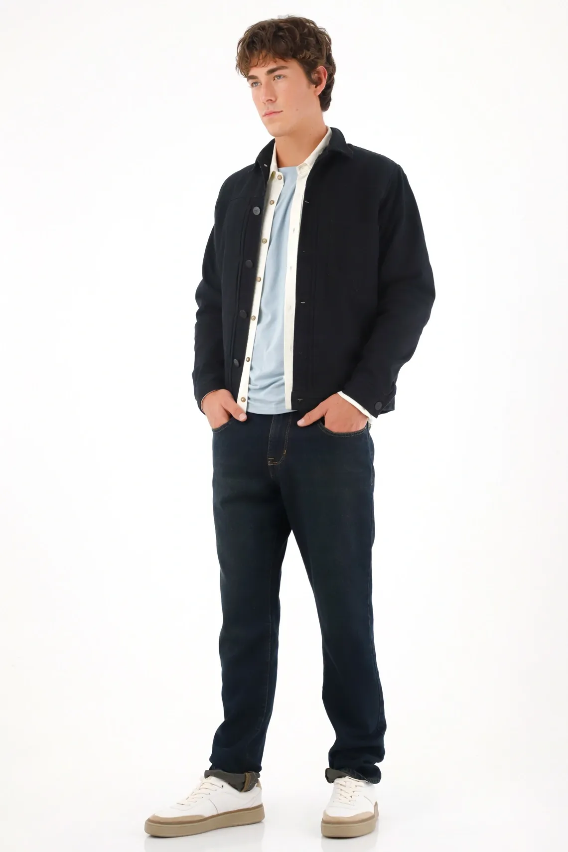 Jean Skinny con arrugas 3D azul para hombre