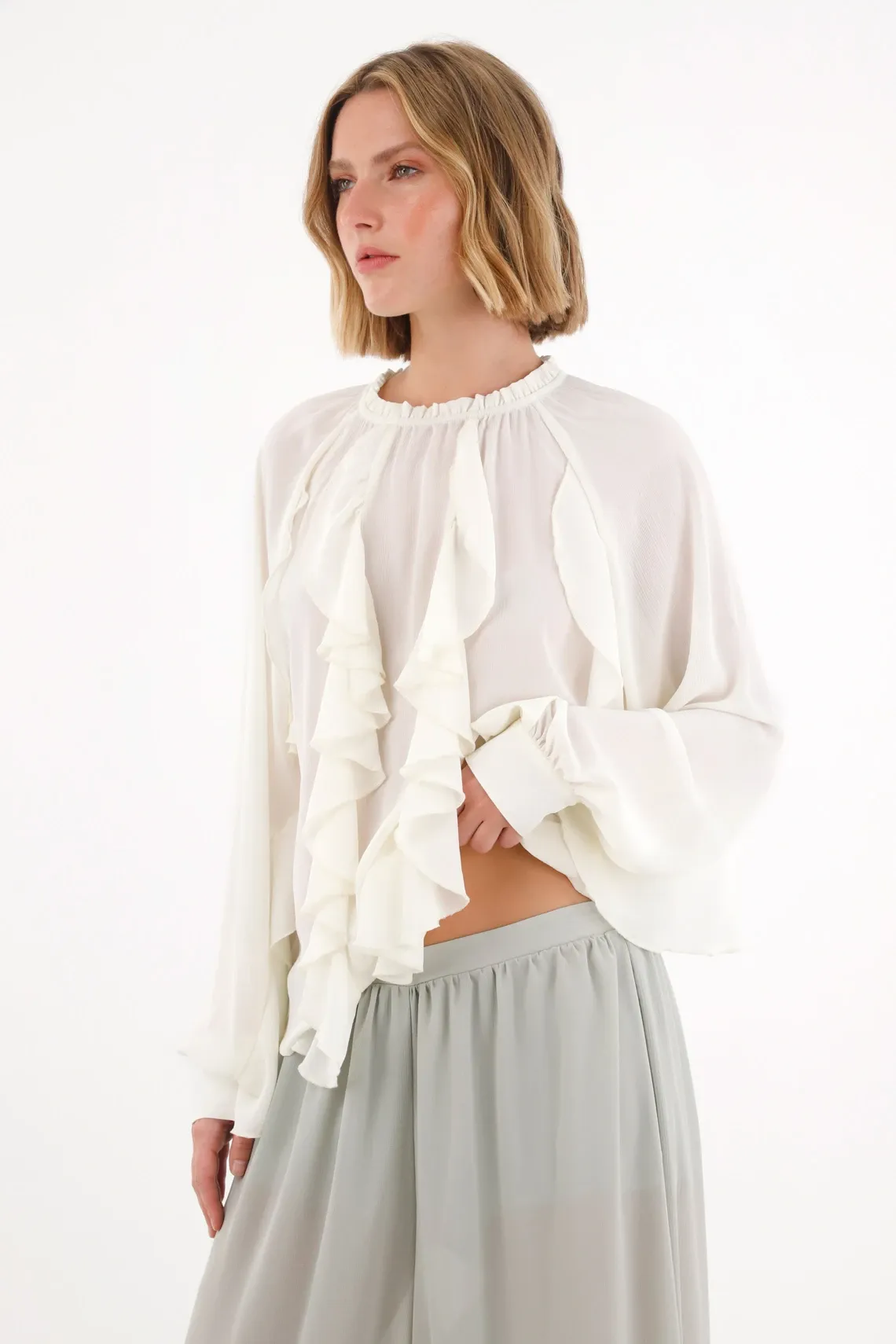 Camisa con diseño de boleros crudo para mujer