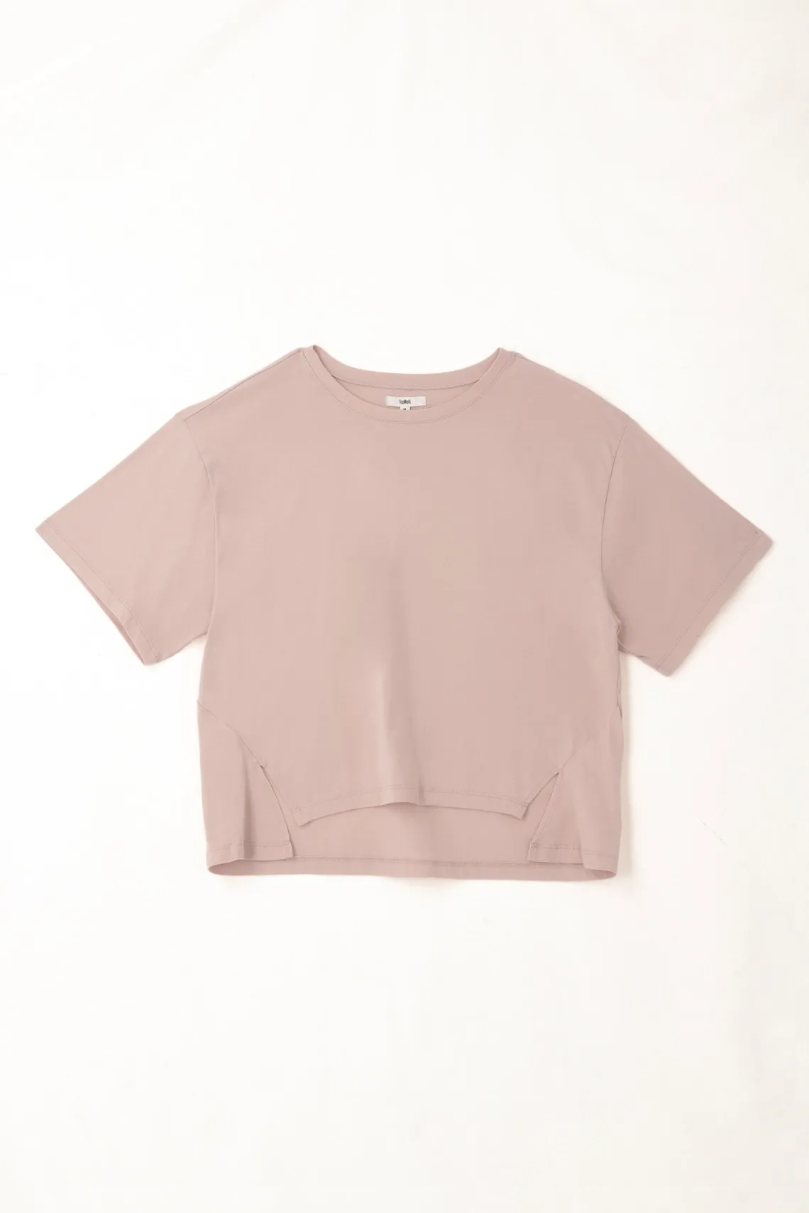 Camiseta básica cuello redondo rosada para mujer