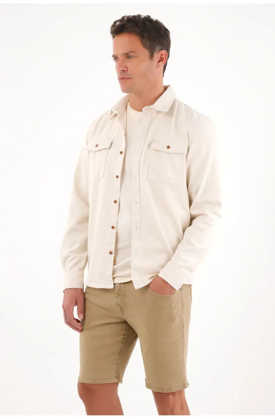 Bermuda Nudy con efecto vintage crudo para hombre