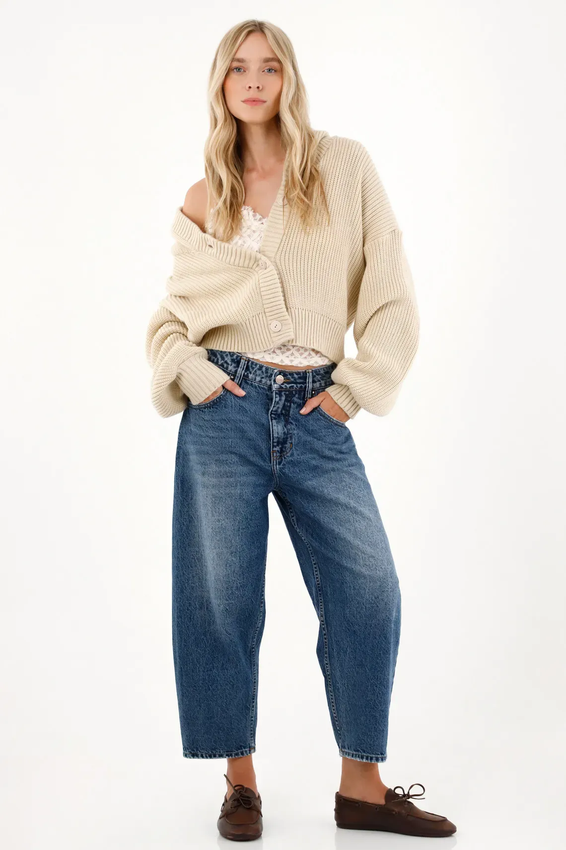 Jean Horseshoe cinco bolsillos azul para mujer