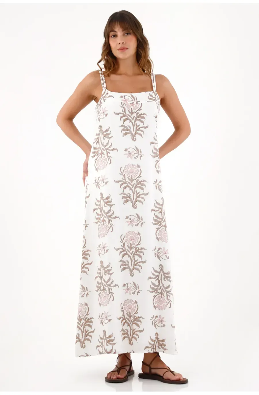 Vestido largo de tiras estampado para mujer