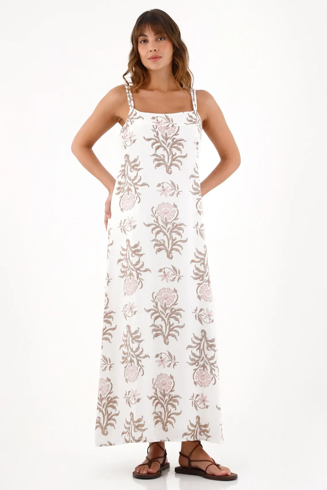 Vestido largo de tiras estampado para mujer