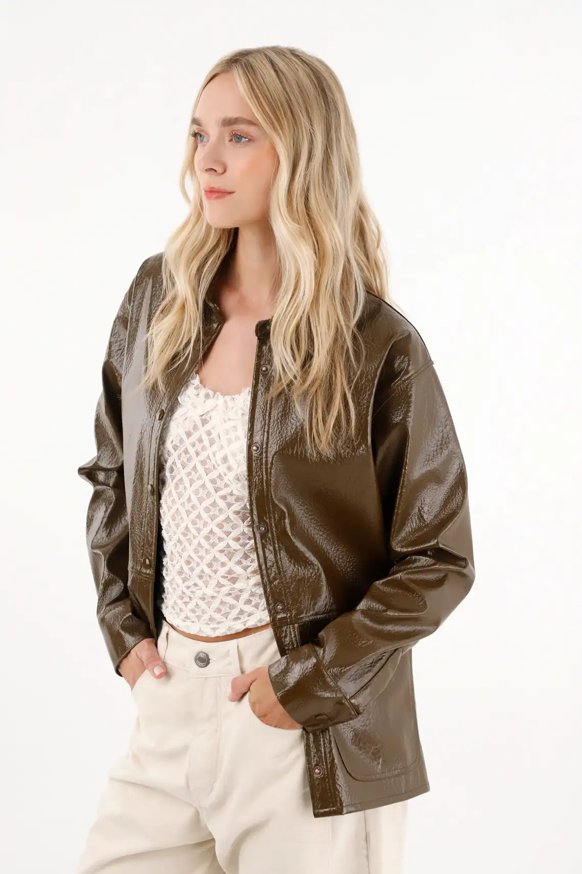 Chaqueta con efecto brillante para mujer