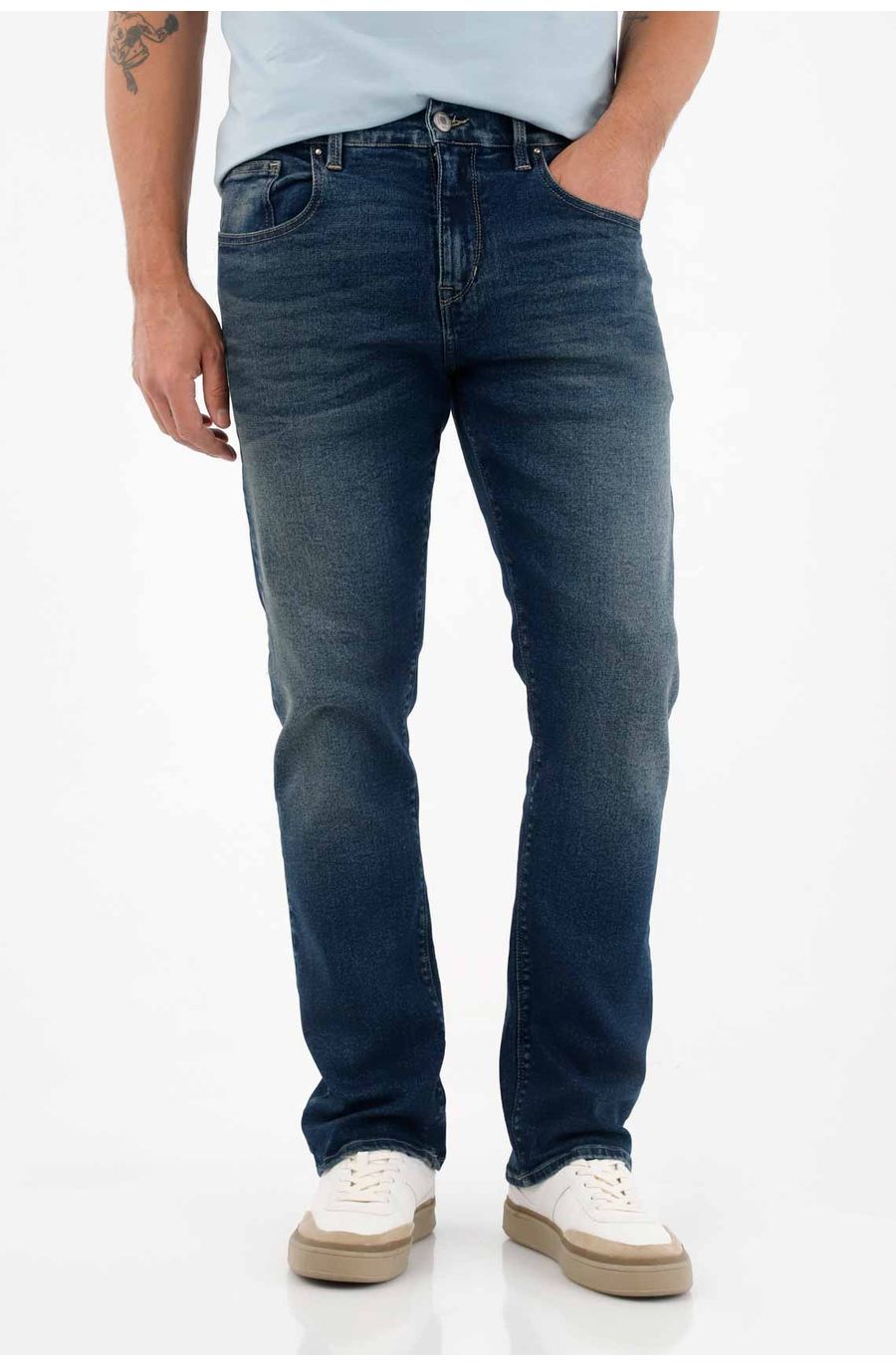 Jean Recto tiro medio azul para hombre