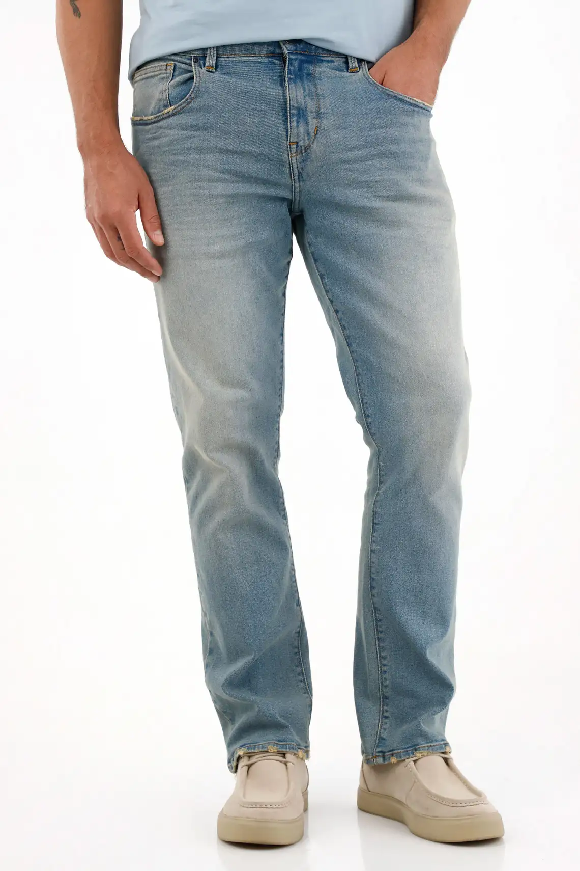 Jean Recto tono claro azul para hombre