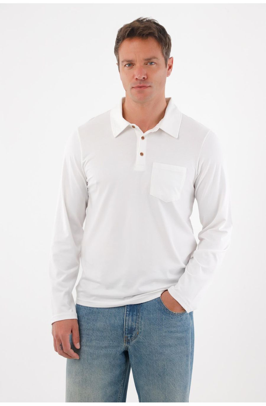 Camiseta de cuello polo blanca para hombre