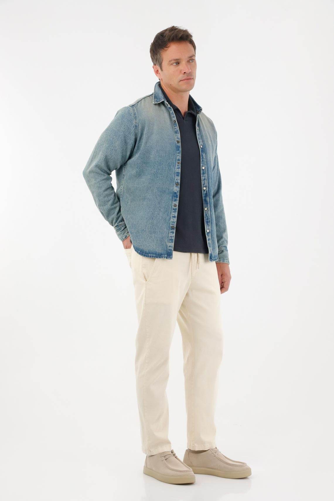 Pantalón Recto en corduroy crudo para hombre