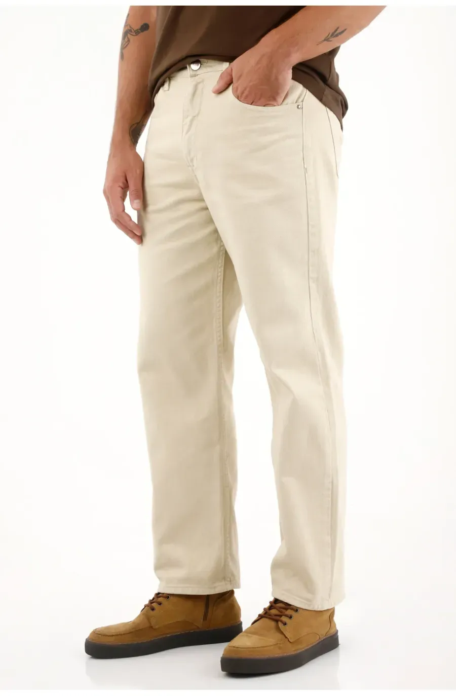 Pantalón Loose en bull denim crudo para hombre