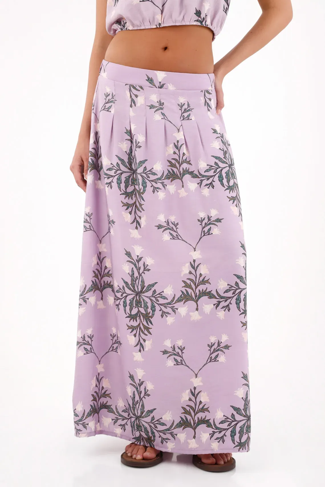 Falda larga con estampado floral para mujer