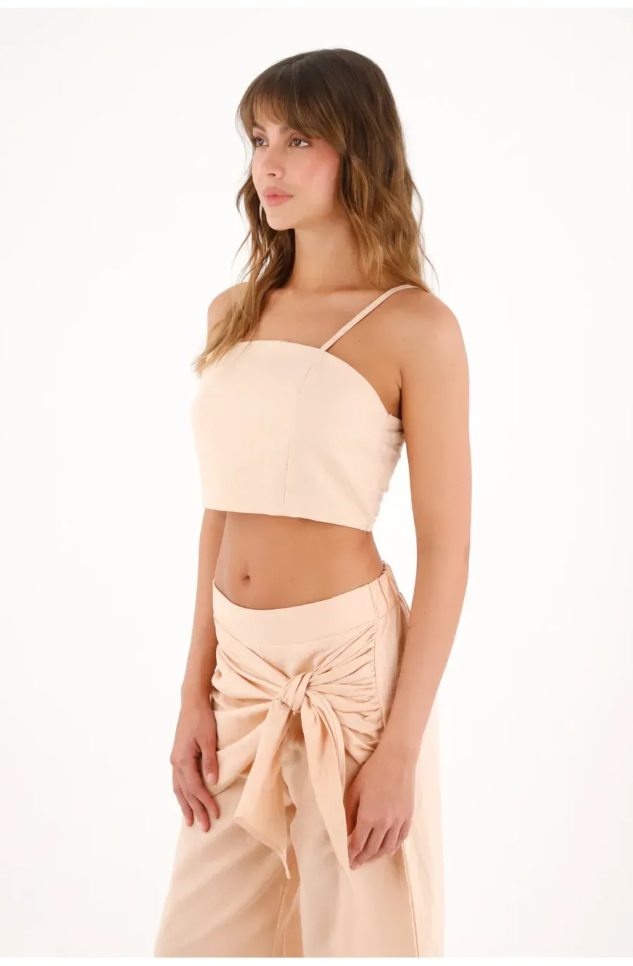 Camisa tipo crop top rosada para mujer