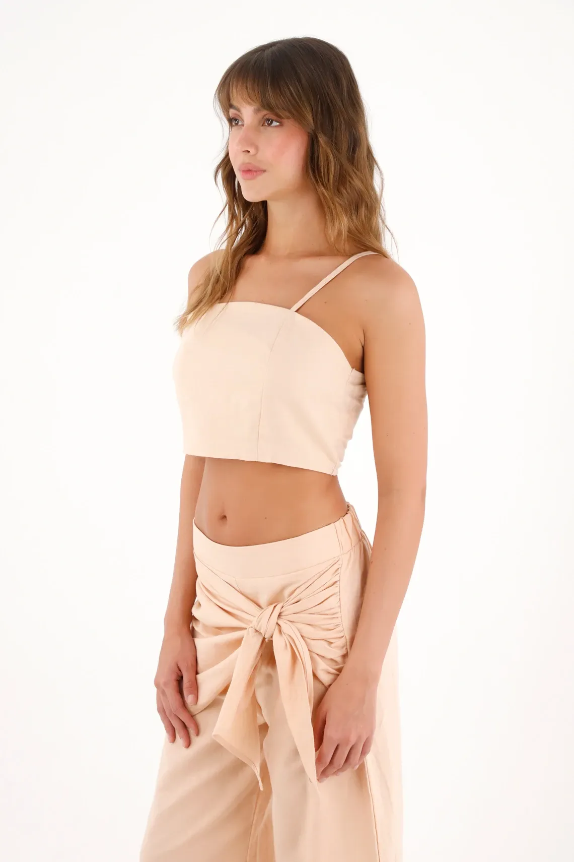 Camisa tipo crop top rosada para mujer