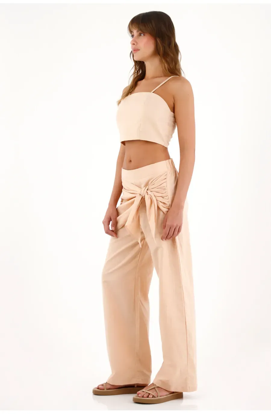 Pantalón Recto tipo pareo rosado para mujer