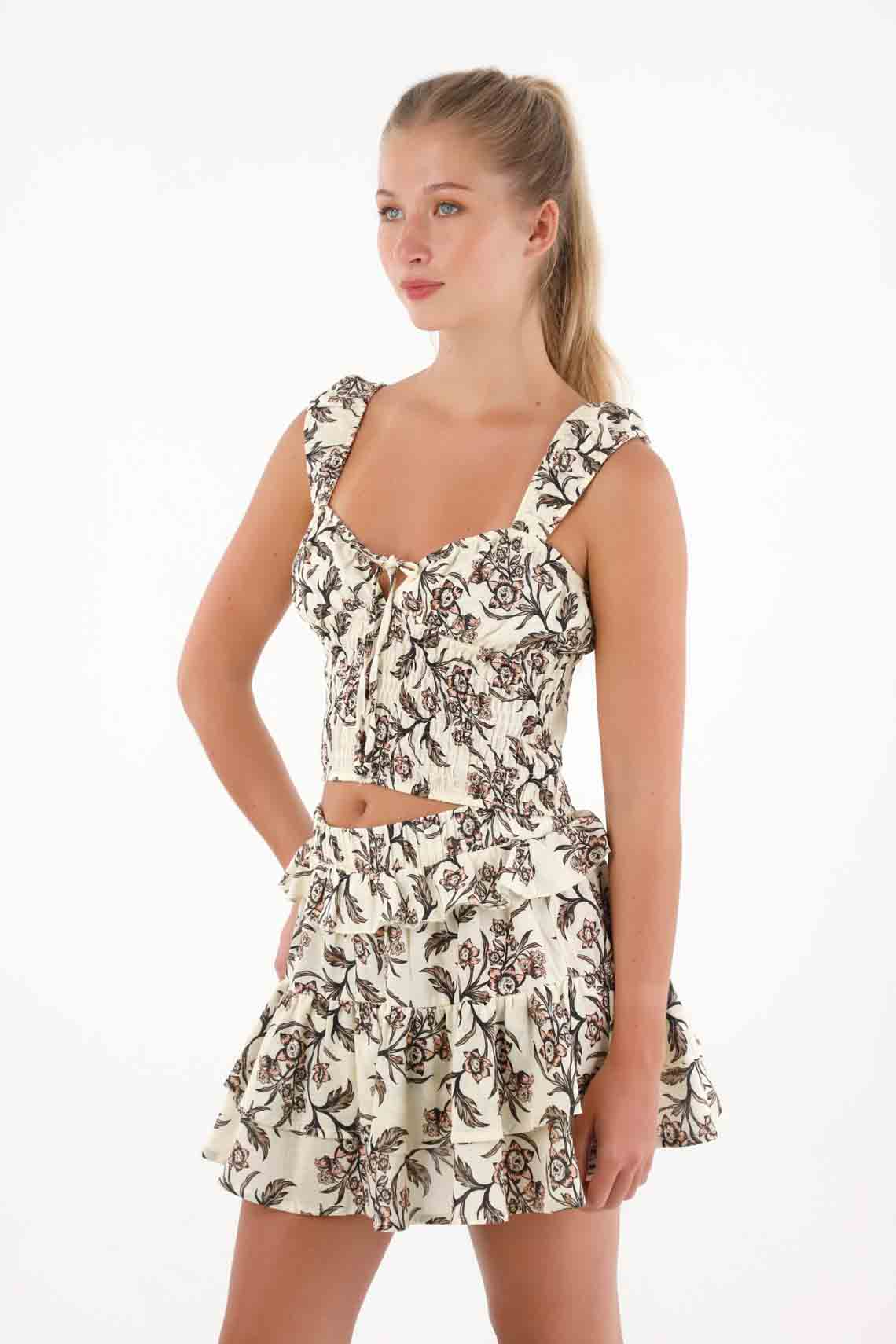 Camisa crop estampada para mujer