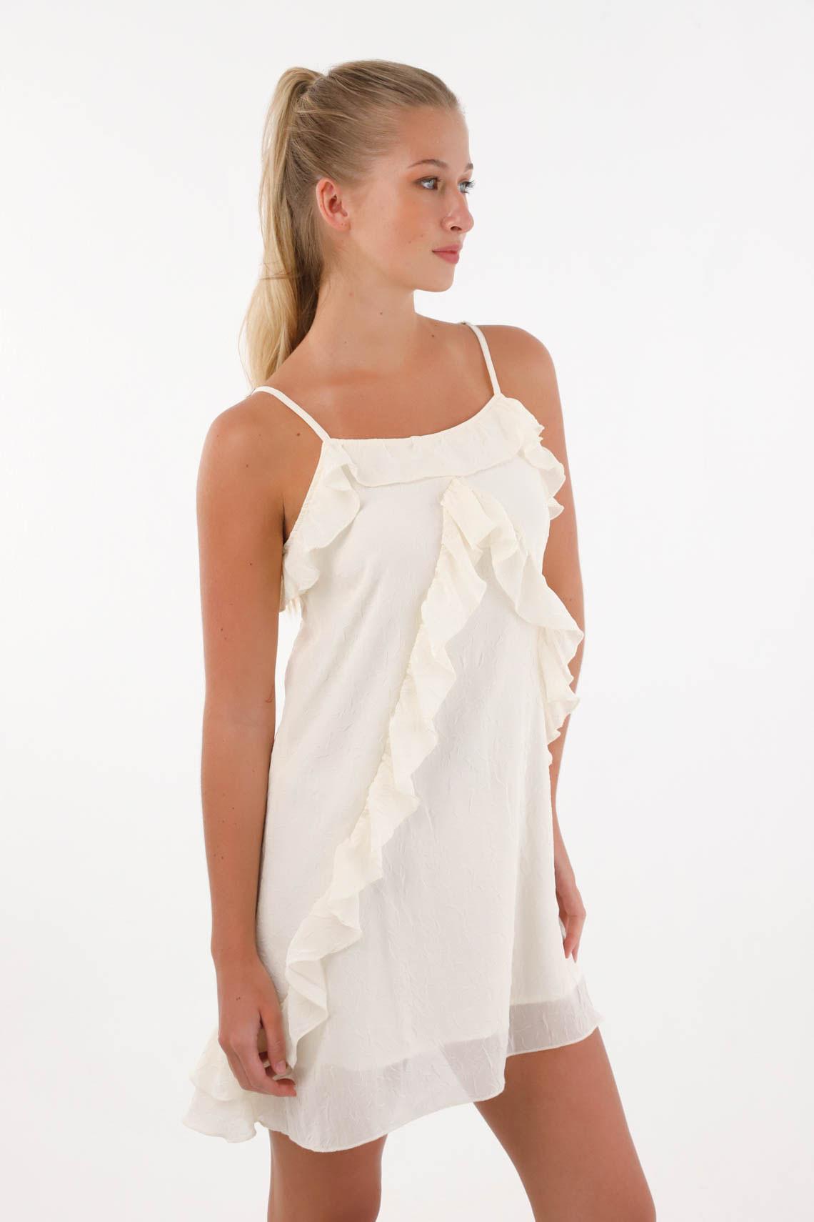 Vestido corto con boleros crudo para mujer