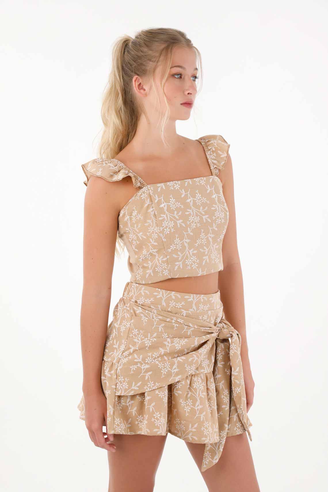 Camisa crop estampada para mujer