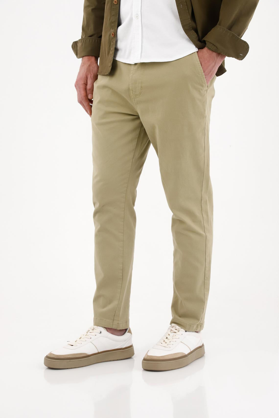 Pantalón tipo chino verde para hombre