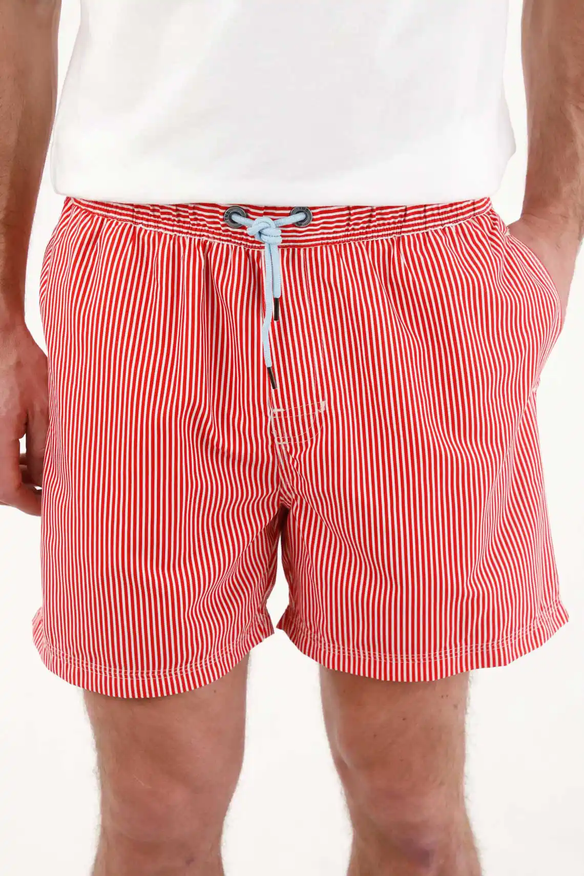 Pantaloneta de baño con diseño a rayas para hombre