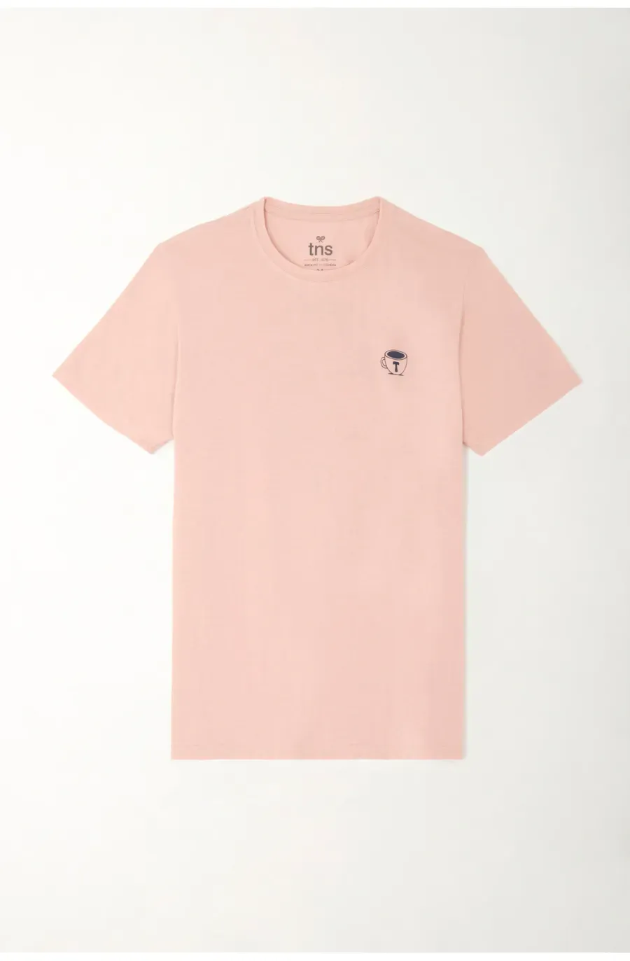 Camiseta estampada en punto corazón rosada para hombre