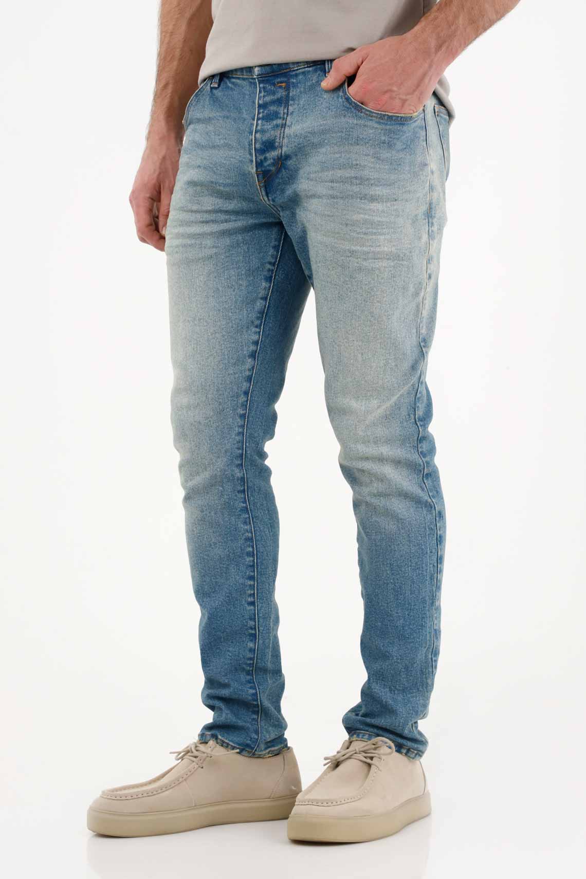 Jean Skinny cinco bolsillos azul claro para hombre