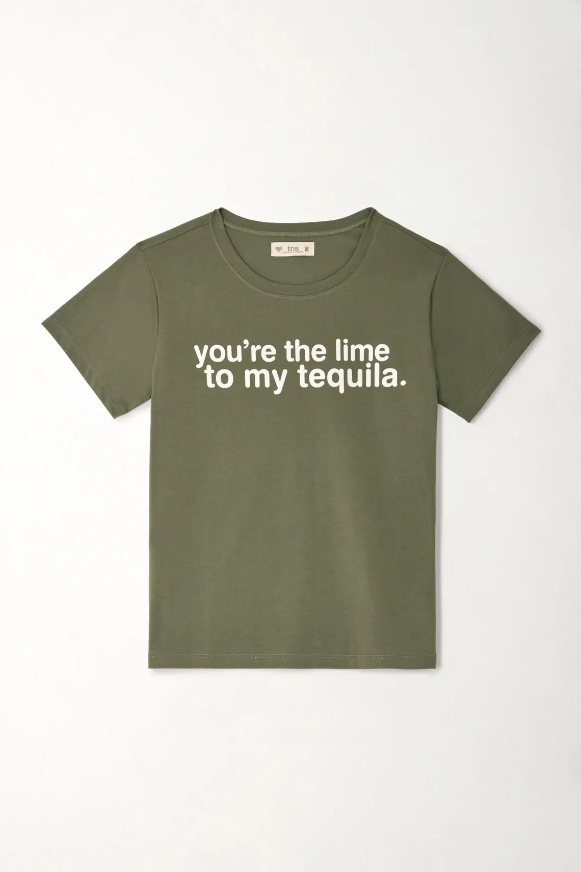 Camiseta básica con frase estampada verde para mujer