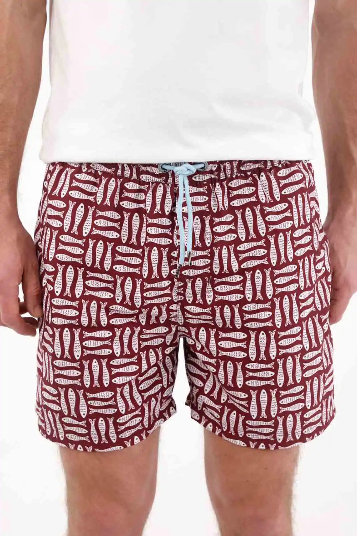 Pantaloneta de baño estampado de peces para hombre