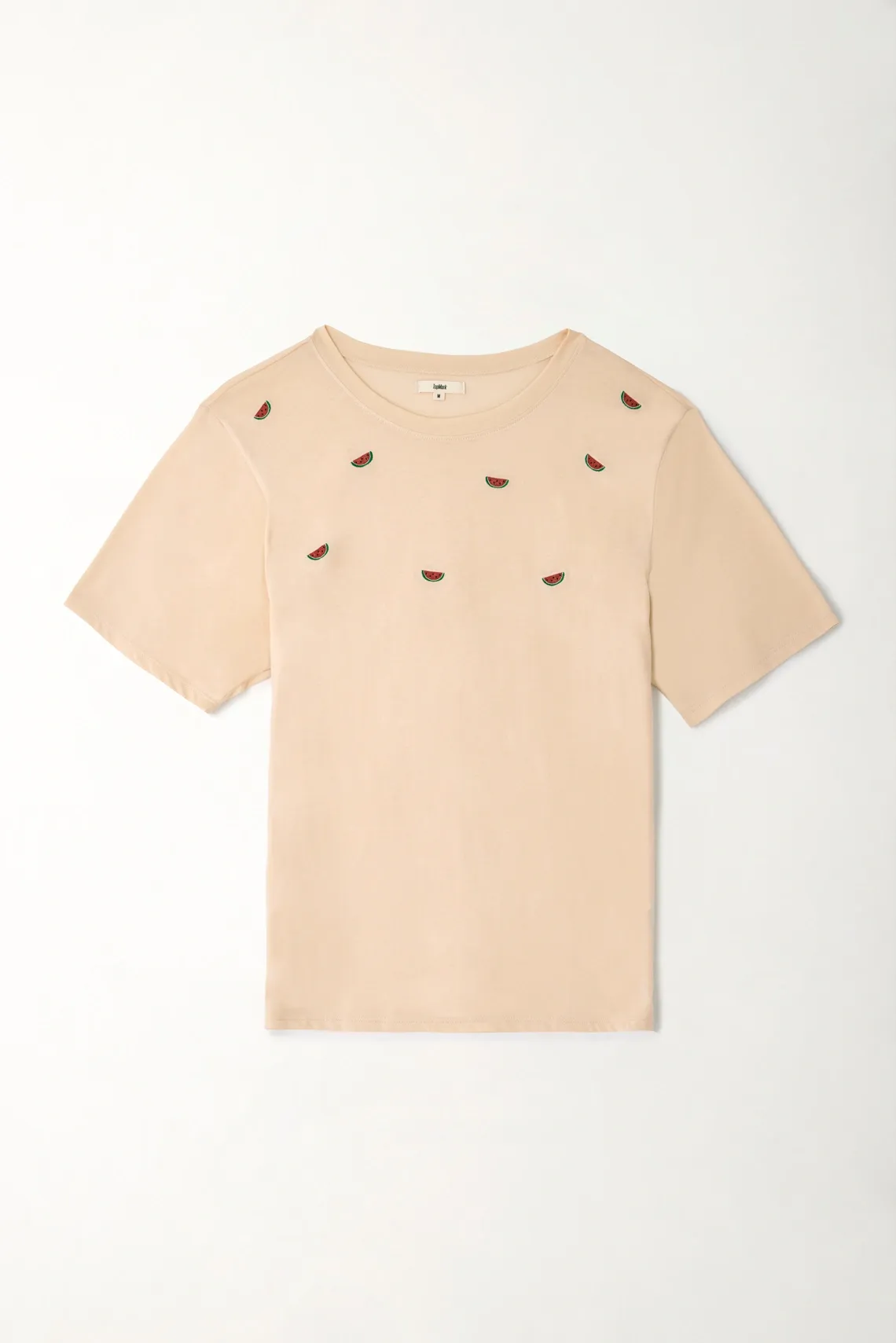 Camiseta básica con bordado de sandías para mujer