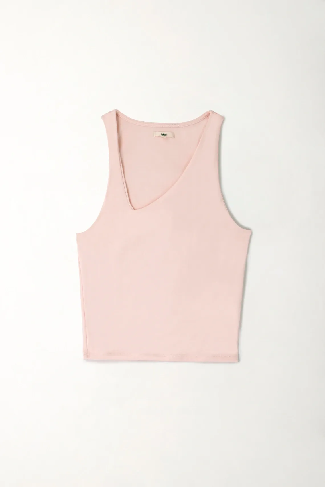 Camiseta crop en rib rosada para mujer