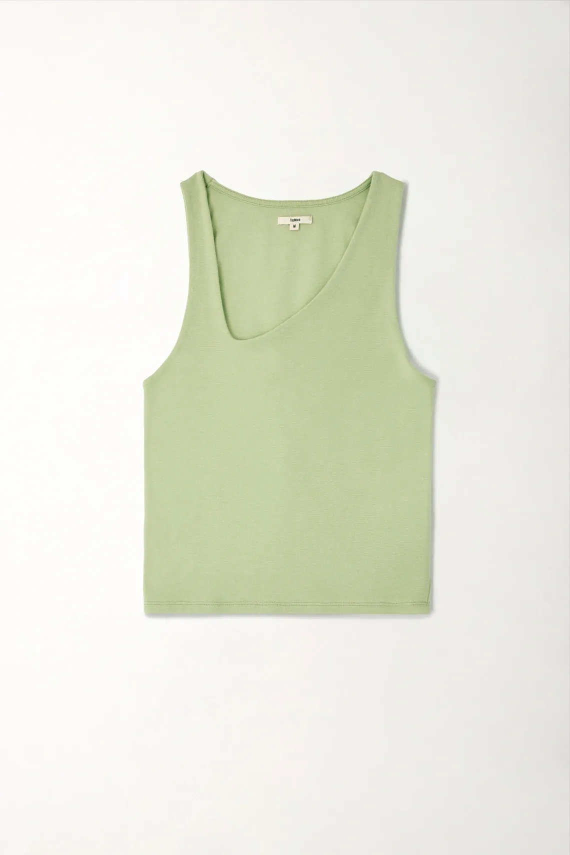 Camiseta crop en rib verde para mujer