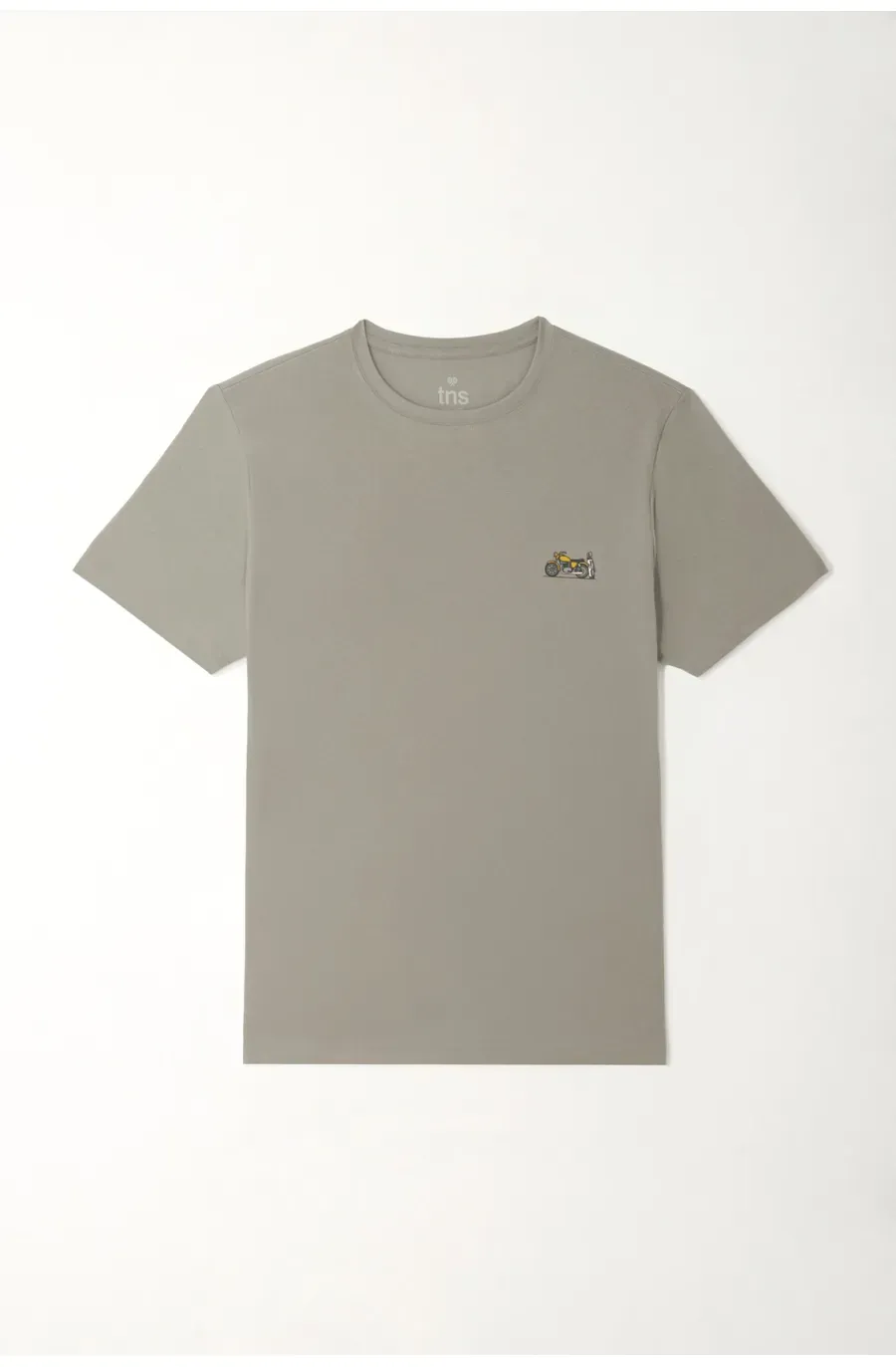 Camiseta básica con mini print de moto gris para hombre