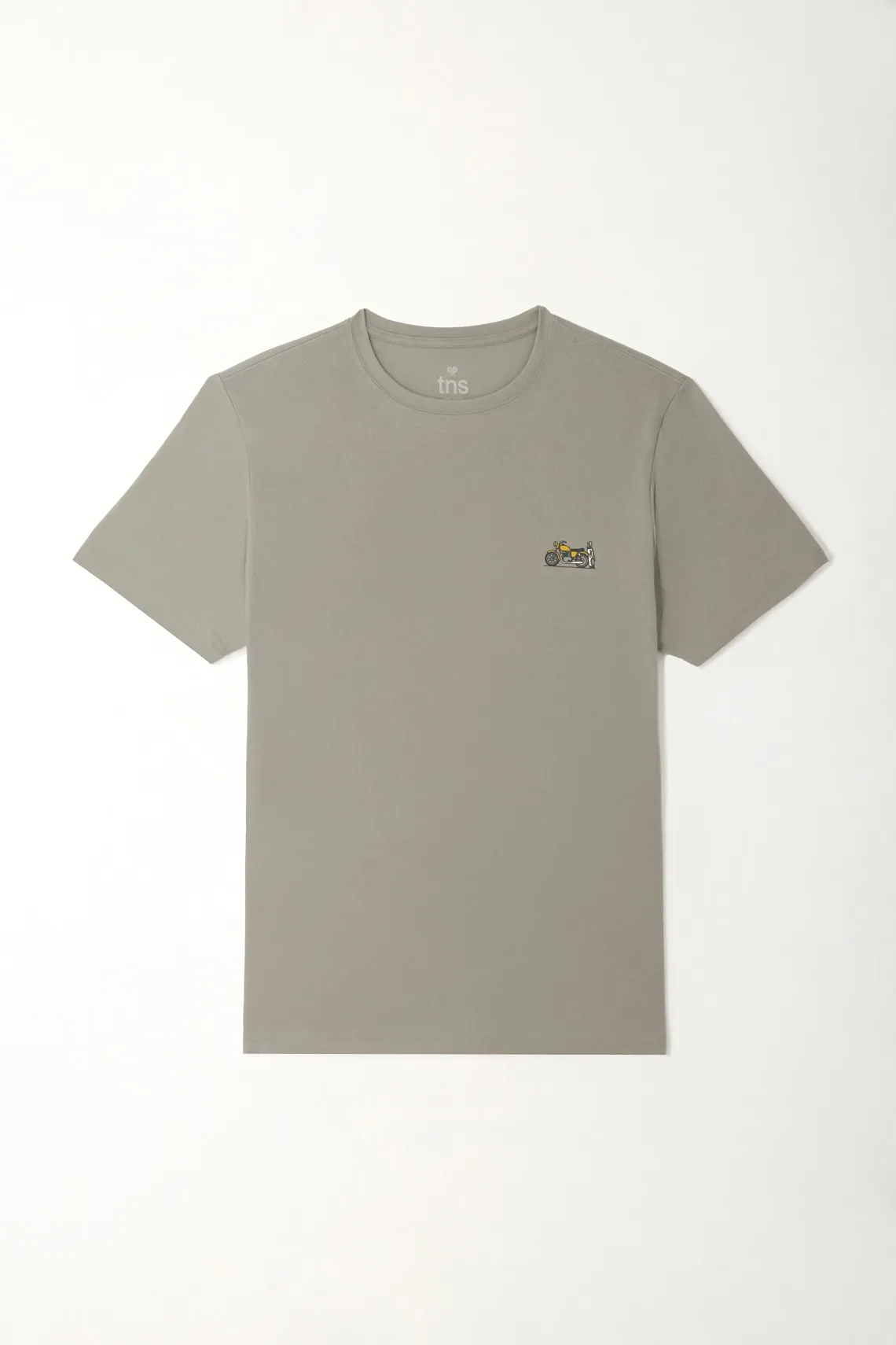 Camiseta básica con mini print de moto gris para hombre