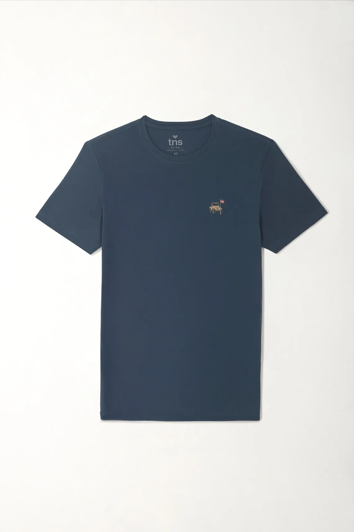Camiseta básica con print de carrito de golf azul para hombre