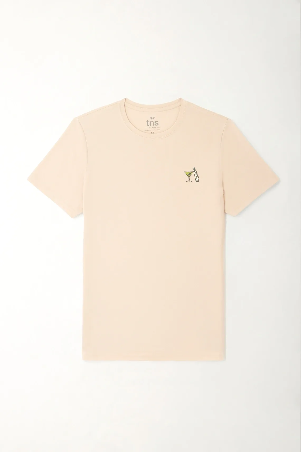 Camiseta básica con mini print de martini café para hombre