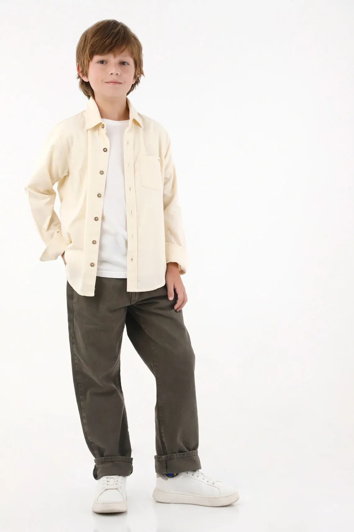 Jean cinco bolsillos en bull denim gris para niño