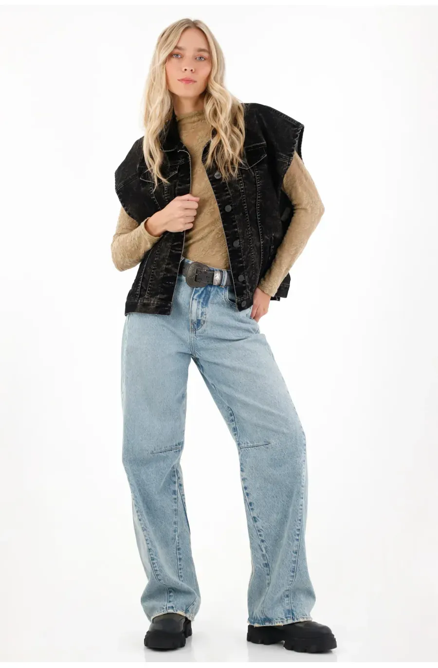 Jean Wide Leg tono claro azul para mujer