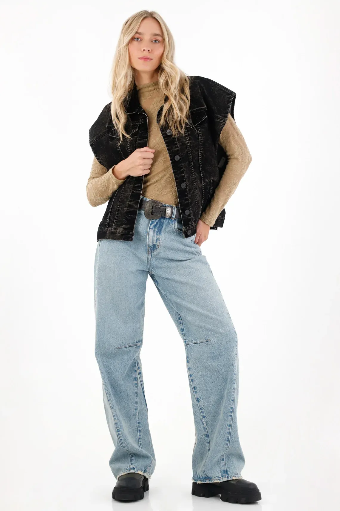 Jean Wide Leg tono claro azul para mujer