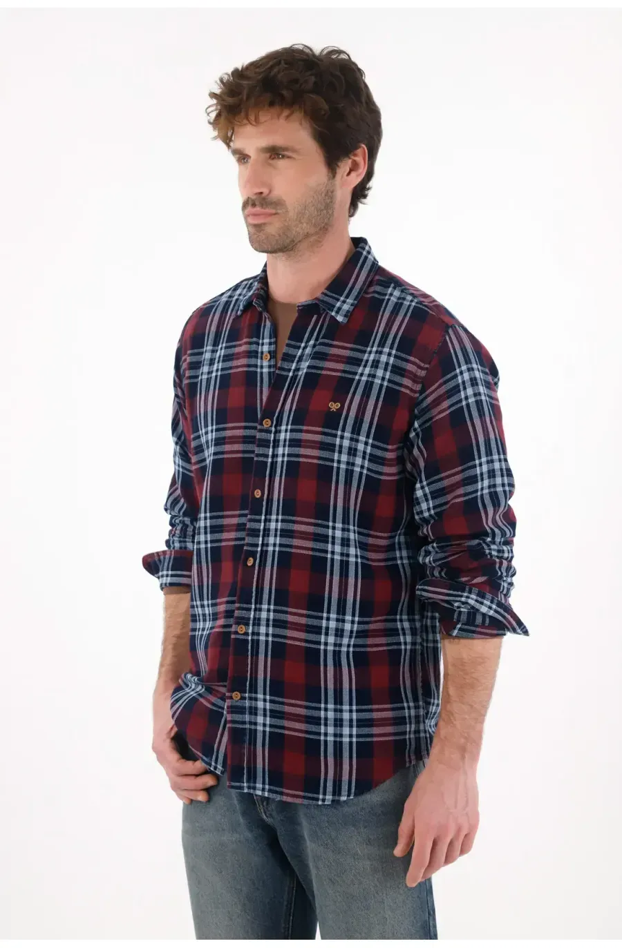 Camisa tipo leñadora azul para hombre