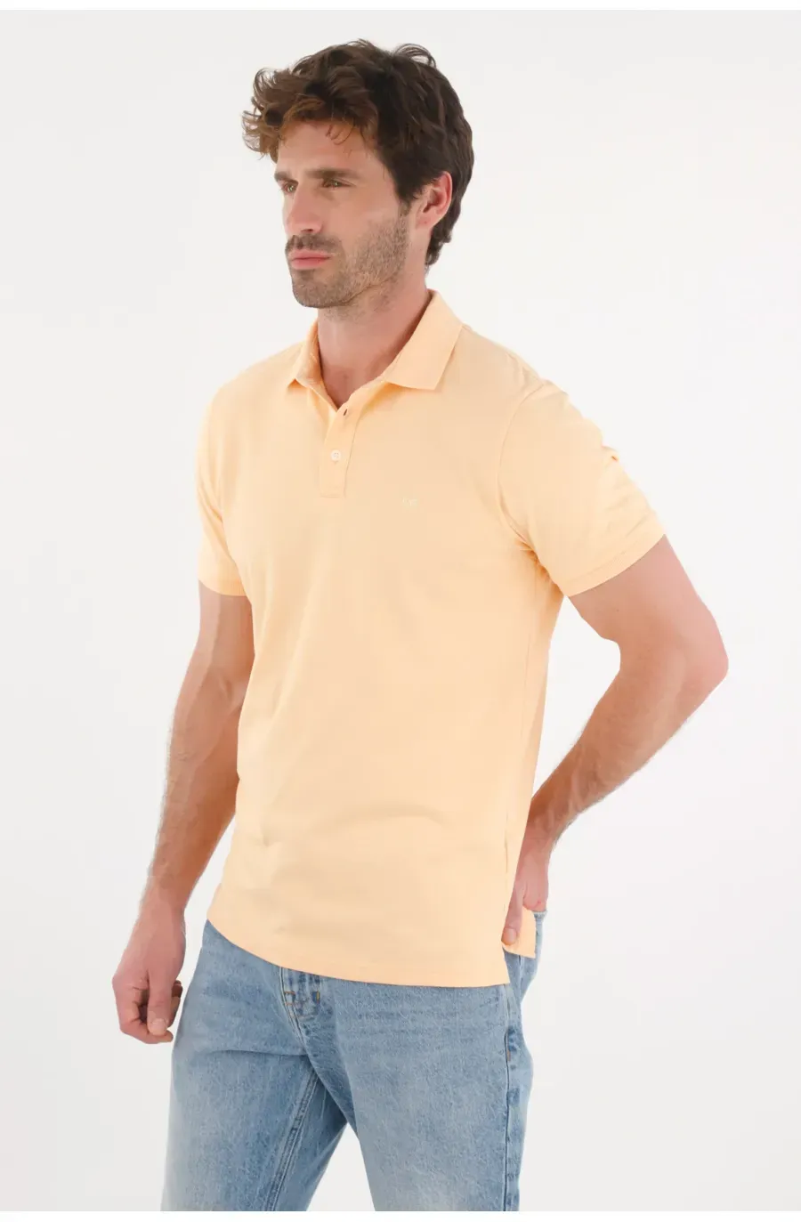 Polo en tela piqué lycra naranja para hombre