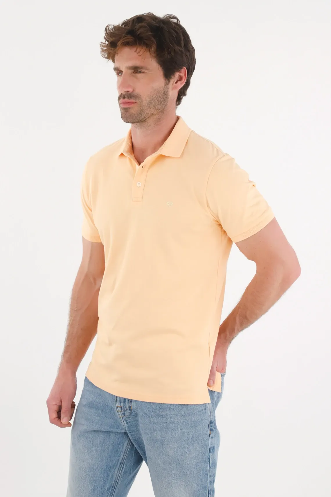 Polo en tela piqué lycra naranja para hombre