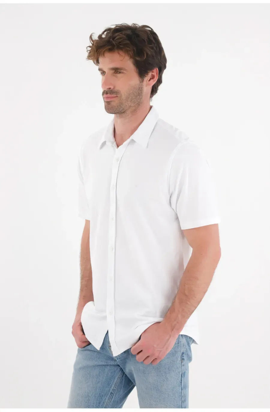 Camisa clásica manga corta blanca para hombre