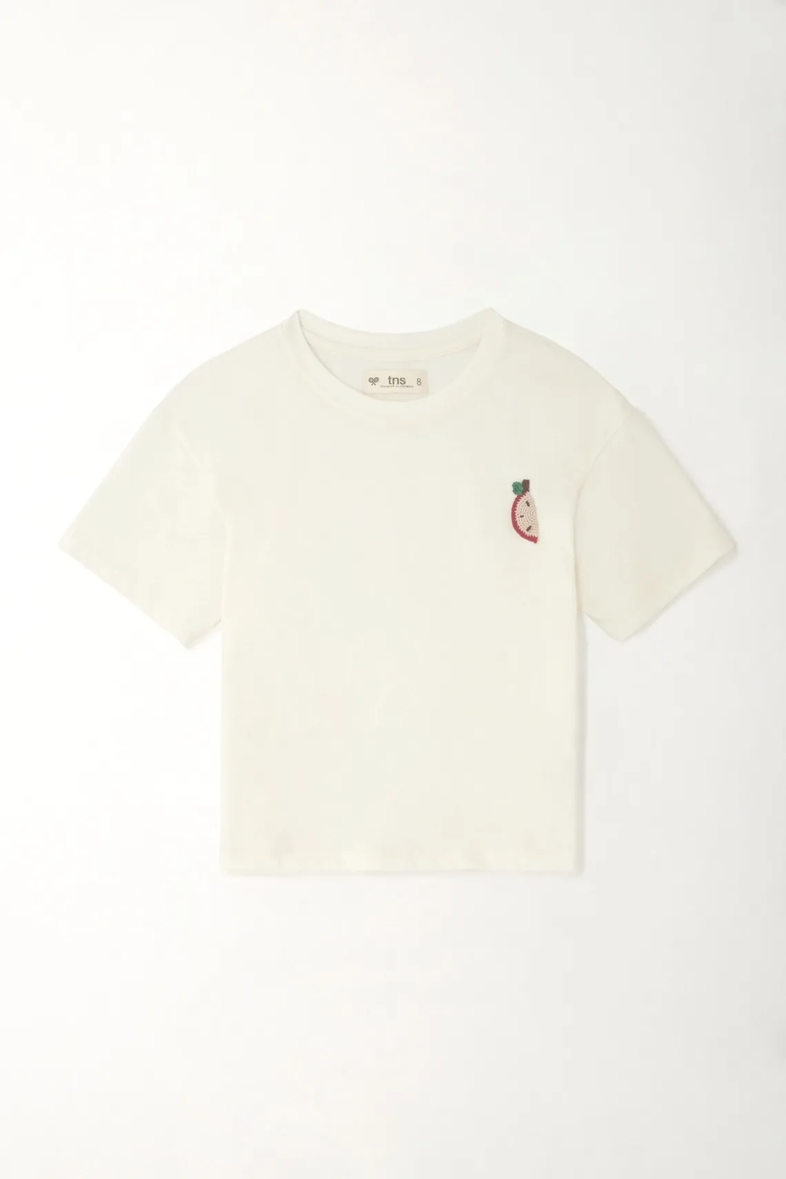 Camiseta con aplique en punto corazón crudo para niña