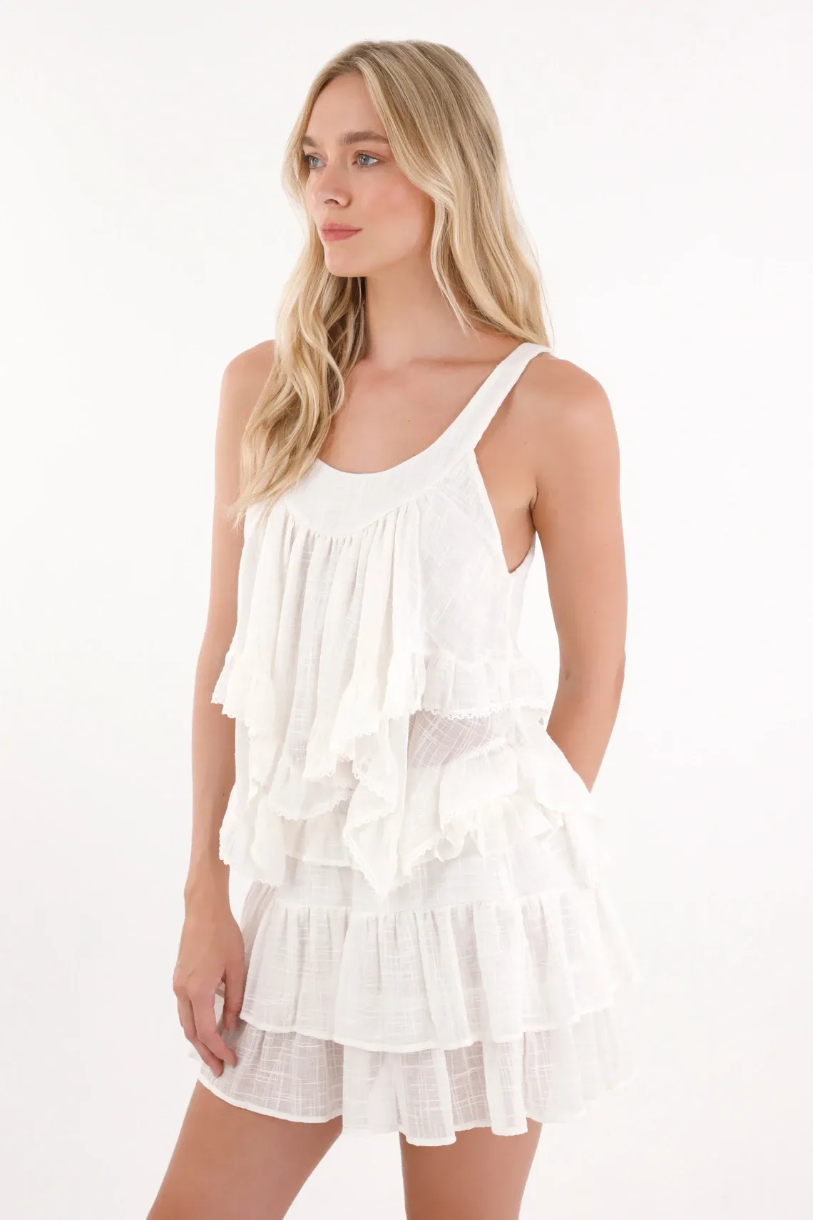 Camisa de tiras con boleros crudo para mujer